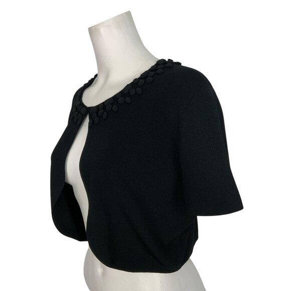 Lafayette 148 New York Bolero Cardigan Sweater XL Black Short Sleeve Crop Beaded - Picture 3 of 15